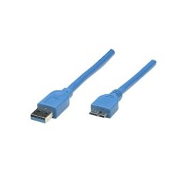 Cable USB V3.0 A-Micro B 2.0 color Azul.